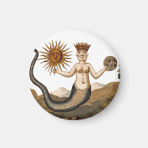 Mittelalterliches Alchimie-Symbol - Merman mit Sun Magnet