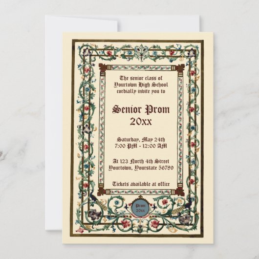 Mittelalterliches beleuchtetes Prom Einladung (Vorderseite)