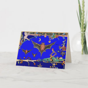 MITTELALTERLICHES BESTIARIUM, FLIEGENDE FLEDERMÄUS FEIERTAGSKARTE