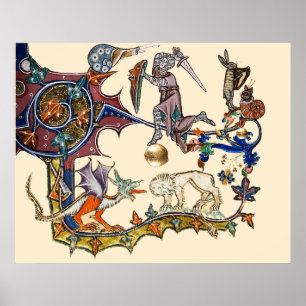 Mittelalterliches Bestiarium Krieg Schnecke gegen  Poster