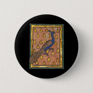 Mittelalterliches Bestiarium Pfau c. 1270 Button