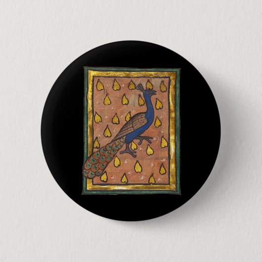 Mittelalterliches Bestiarium Pfau c. 1270 Button (Vorderseite)