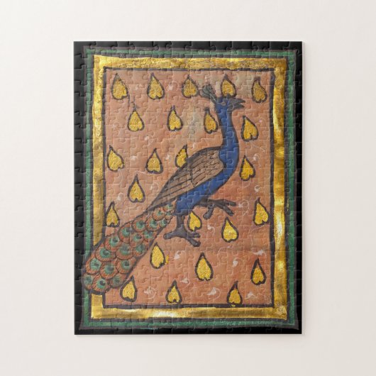 Mittelalterliches Bestiarium Pfau c. 1270 Puzzle (Vertikal)