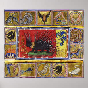 Mittelalterliches Bestiarium, SCHWARZER IGELEKÖNIG Poster