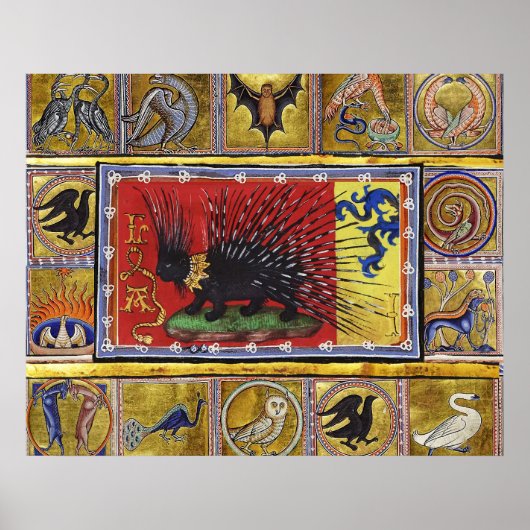 Mittelalterliches Bestiarium, SCHWARZER IGELEKÖNIG Poster (Vorne)