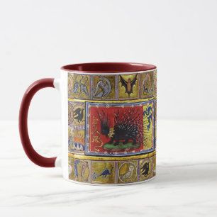 MITTELALTERLICHES BESTIARIUM, SCHWARZER IGELKÖNIG  TASSE