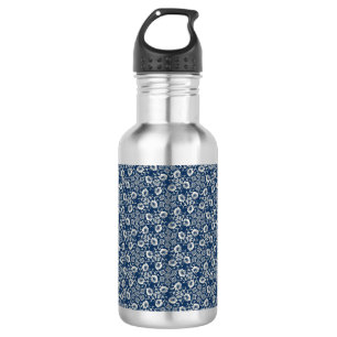 Mittelalterliches blaues Blumendesign Edelstahlflasche