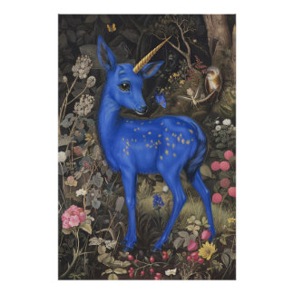 Mittelalterliches Blaues Fawnicorn Fotodruck