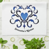 Mittelalterliches blaues Herz Handtuch (Gefaltet)