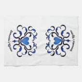 Mittelalterliches blaues Herz Handtuch (Horizontal)