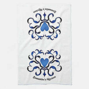 Mittelalterliches blaues Herz Handtuch