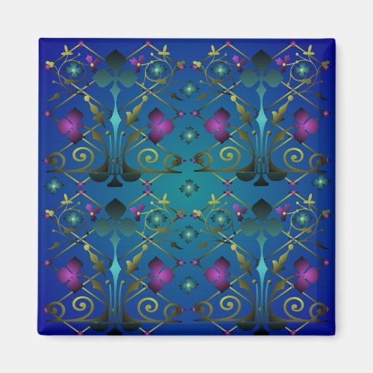 Mittelalterliches Blumenmuster Magnet (Vorne)