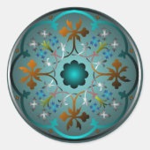 Mittelalterliches Blumenmuster Runder Aufkleber (Vorderseite)