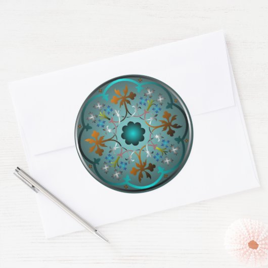 Mittelalterliches Blumenmuster Runder Aufkleber (Umschlag)