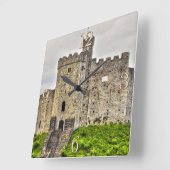 Mittelalterliches Cardiff Castle Inner Behalten, W Quadratische Wanduhr (Winkel)