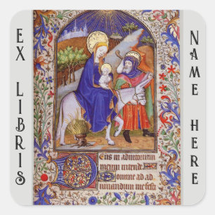 Mittelalterliches Christliches Buchzeichen Quadratischer Aufkleber
