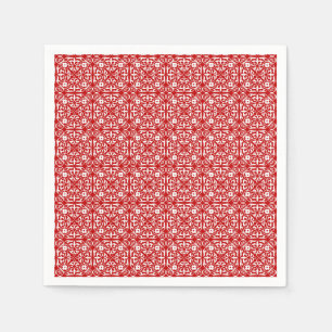 Mittelalterliches Damasmuster, rot-weiß Serviette