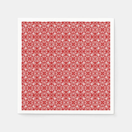 Mittelalterliches Damasmuster, rot-weiß Serviette (Vorderseite)