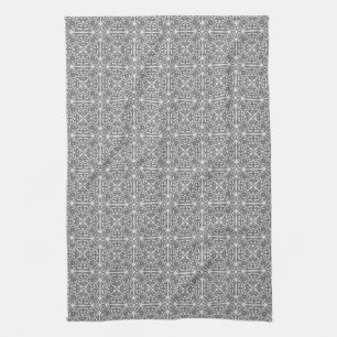 Mittelalterliches Damasmuster, silbergrau Handtuch
