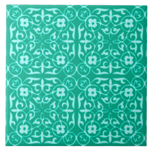 Mittelalterliches Damasmuster, Türkis und Aqua Fliese