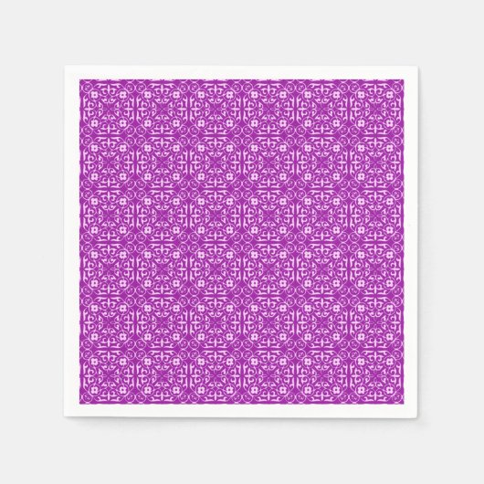 Mittelalterliches Damastmuster, Amethyst lila Serviette (Vorderseite)