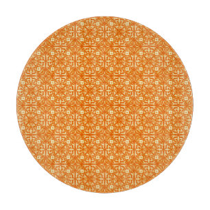 mittelalterliches Damastmuster, Mandarinorange Schneidebrett