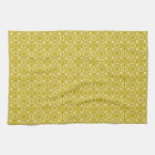 Mittelalterliches Damastmuster, Senf-Gold Handtuch (Horizontal)