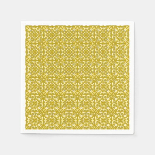 Mittelalterliches Damastmuster, Senf-Gold Serviette (Vorderseite)