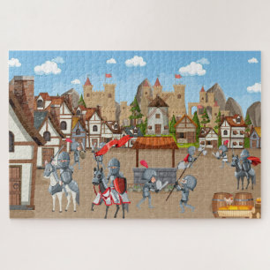 Mittelalterliches Dorf Burg Ritter  Puzzle