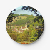 Mittelalterliches Dorf Plazac Paper Tellers Pappteller (Vorderseite)