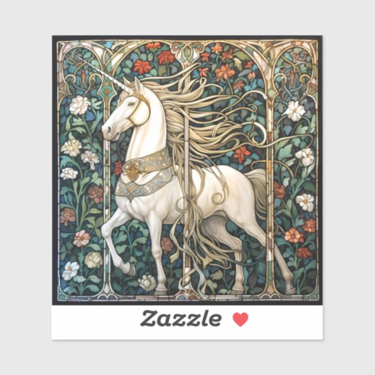 Mittelalterliches Einhorn - Aufkleber für die Klam (Blatt)