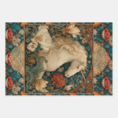 Mittelalterliches Einhorn Viktorianisch Art Nouvea Geschenkpapier Set (Vorderseite 3)