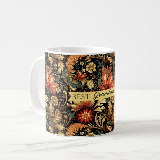 Mittelalterliches Elegantes Flora Vintage Tasse (Vorderseite Links)