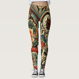 Mittelalterliches Elegantes Flora Vintage Tasse Leggings