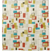 Mittelalterliches farbiges geometrisches Retro-Mus Duschvorhang (Vorderseite)