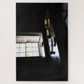 Mittelalterliches Fenster Küche Tisch SchwarzTones Puzzle (Vertikal)