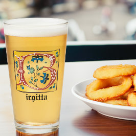 Mittelalterliches florales Leuchtschreiben B Monog Glas