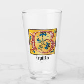 Mittelalterliches florales Leuchtschreiben B Monog Glas (Vorderseite)