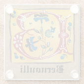 Mittelalterliches florales Leuchtschreiben B Monog Glasuntersetzer (Rückseite)