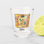 Mittelalterliches florales Leuchtschreiben B Monog Schnapsglas (Vorderseite)