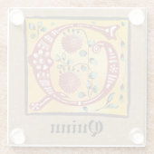 Mittelalterliches florales Leuchtschreiben Q Monog Glasuntersetzer (Rückseite)