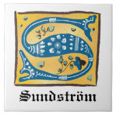 Mittelalterliches florales Leuchtschreiben S Monog Fliese (Vorderseite)