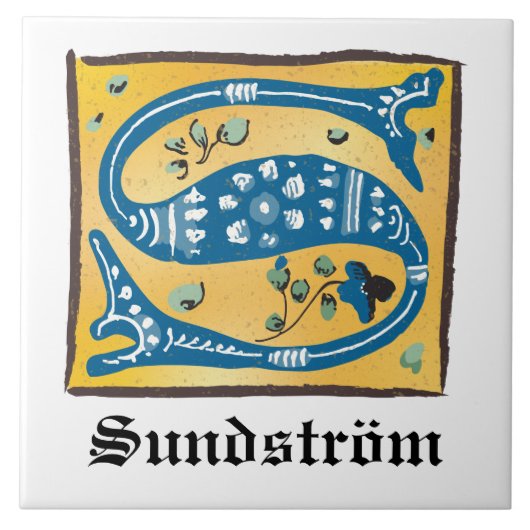 Mittelalterliches florales Leuchtschreiben S Monog Fliese (Vorderseite)