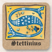 Mittelalterliches florales Leuchtschreiben S Monog Getränkeuntersetzer (Vorderseite)