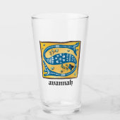 Mittelalterliches florales Leuchtschreiben S Monog Glas (Vorderseite)