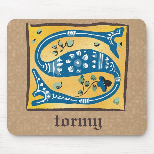 Mittelalterliches florales Leuchtschreiben S Monog Mousepad (Vorne)