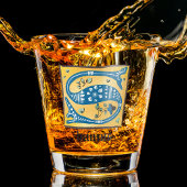 Mittelalterliches florales Leuchtschreiben S Monog Schnapsglas