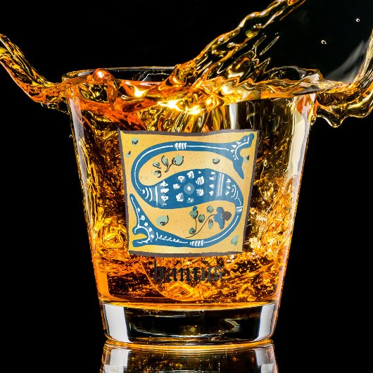 Mittelalterliches florales Leuchtschreiben S Monog Schnapsglas