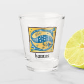 Mittelalterliches florales Leuchtschreiben S Monog Schnapsglas (Vorderseite)