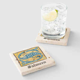 Mittelalterliches florales Leuchtschreiben S Monog Steinuntersetzer